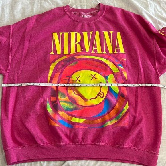 Nirvana Urban Outfitters UO Smile Overdyed Pink Sweatshirt Small / Med - Picture 6 of 6